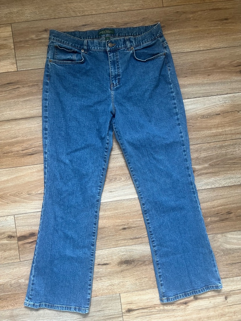 LRL Lauren Jeans Co Ralph Lauren Size 12 Blue Straight Leg Jeans Embroidered